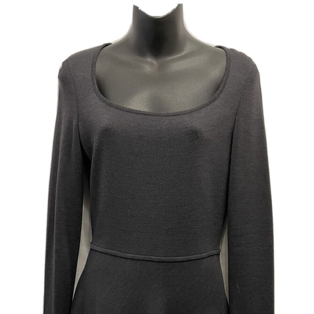 AKRIS PUNTO LONG SLEEVE WOOL FIT & FLARE DRESS